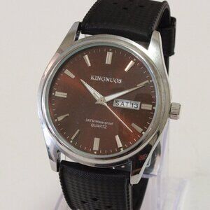 Men's Contemporary Sport watch Black Tropical Rubber Strap Day Date 40mm